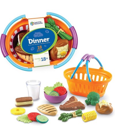 New Sprouts Dinner Food Basket - 18 Pieces Ages 18+ Months Pretend Play Food for Toddlers Preschool Learning Toys Kitchen Pla...