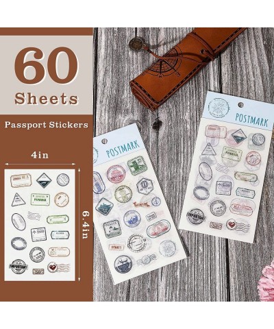 60 Sheets (1000 Stickers) Passport Stickers Travel Stickers Passport Postage Stamps Stickers Decorative Vintage Luggage Count...