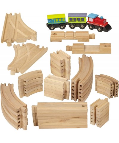 Wooden Train Tracks - 55 Piece - Compatible with Brio Thomas Chuggington and All Major Brands – Accessories and Expansion Kit...