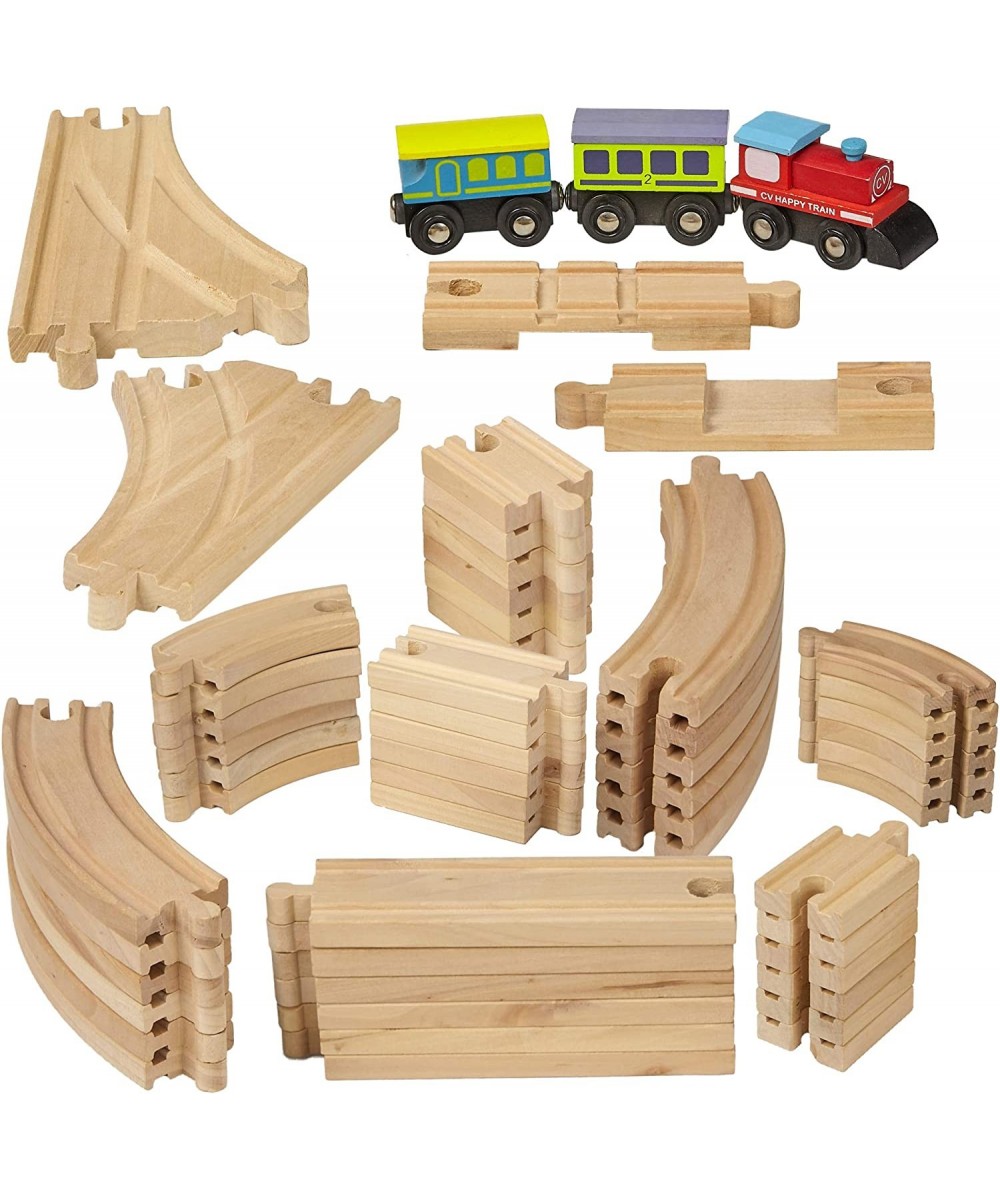 Wooden Train Tracks - 55 Piece - Compatible with Brio Thomas Chuggington and All Major Brands – Accessories and Expansion Kit...