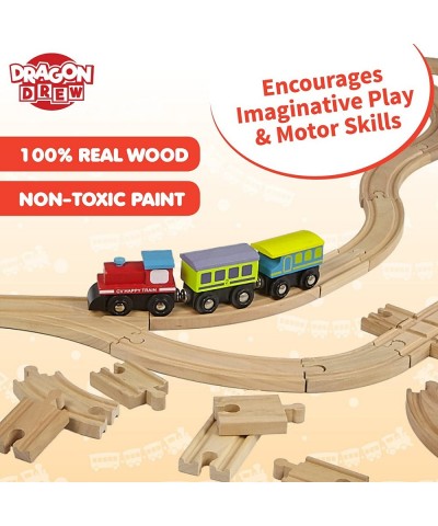 Wooden Train Tracks - 55 Piece - Compatible with Brio Thomas Chuggington and All Major Brands – Accessories and Expansion Kit...