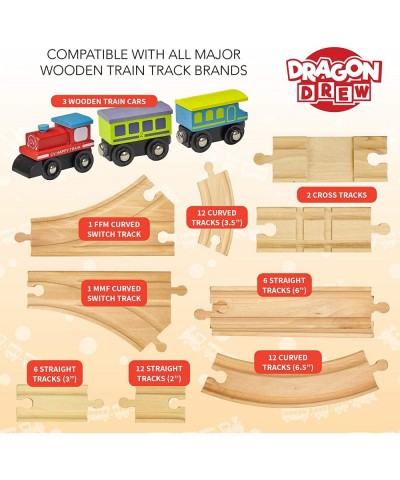 Wooden Train Tracks - 55 Piece - Compatible with Brio Thomas Chuggington and All Major Brands – Accessories and Expansion Kit...