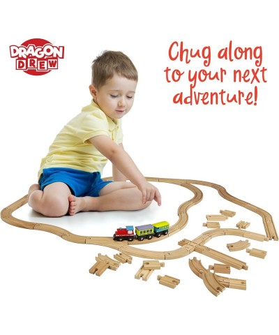 Wooden Train Tracks - 55 Piece - Compatible with Brio Thomas Chuggington and All Major Brands – Accessories and Expansion Kit...