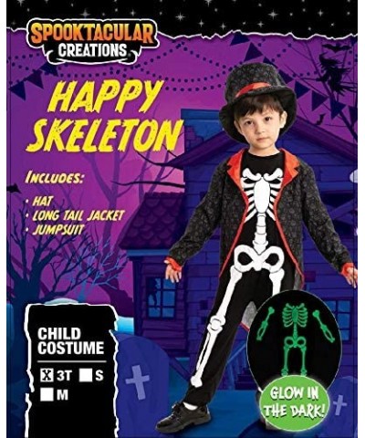 Happy Skeleton Costume Toddler Child Glow in The Dark for Kids Halloween $33.03 Kids' Costumes