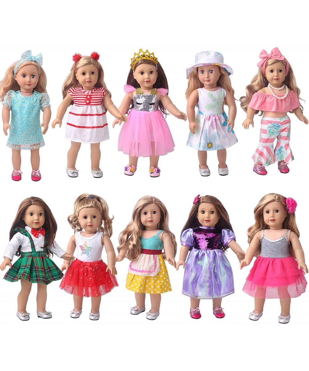 SpofewAmerican 18-inch Doll Costume and Accessories 21 45CM Doll Costume Dresses - Includes 10 Outfits with Headbands Bobby p...