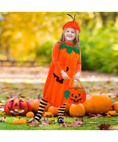 Halloween Pumpkin Costume Set Child Pumpkin Costume with Pumpkin Basket and Hat for 3-6 Year Boys Girls Halloween Cosplay Dre...