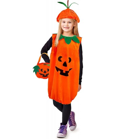 Halloween Pumpkin Costume Set Child Pumpkin Costume with Pumpkin Basket and Hat for 3-6 Year Boys Girls Halloween Cosplay Dre...