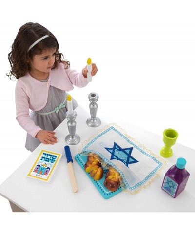 21-Piece Wooden Shabbat Set with Sliceable Challah Bread - Religious Toys Jewish Holiday Toys Gift for Ages 3+ $44.82 Toy Kit...