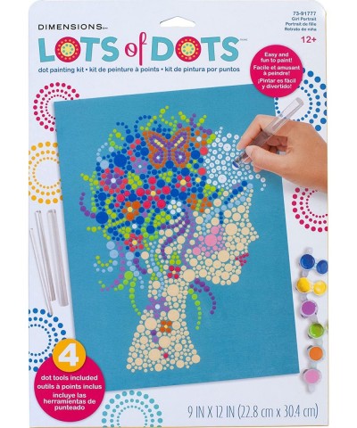 Girl Portrait Dot Painting Kit for Adults and Kids Finished Project 10" x 10" Multicolor 18 Piece $33.14 Craft Kits