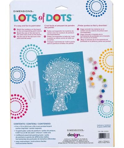 Girl Portrait Dot Painting Kit for Adults and Kids Finished Project 10" x 10" Multicolor 18 Piece $33.14 Craft Kits