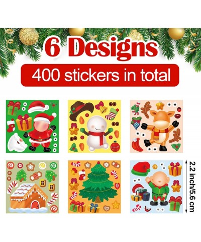 400 Pcs Christmas Stickers Xmas Make a Face Stickers DIY Santa Snowman Gingerbread Reindeer Elf Make Your Own Stickers for Ki...