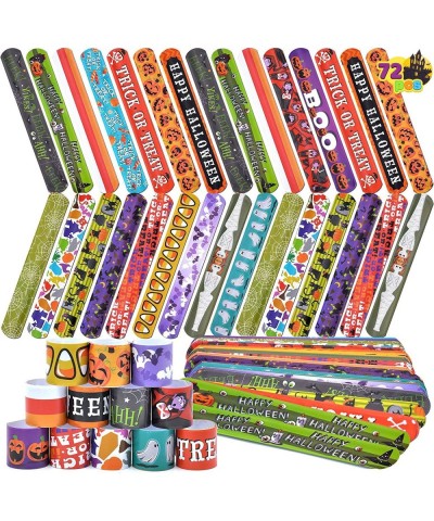 72 Halloween Slap Bracelets Craft Bulk with Spider Pumpkins Animal Print for Homeschooling Kids Trick or Treat Party Favors C...