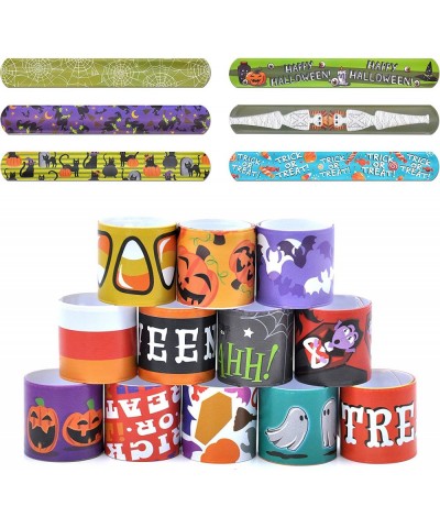 72 Halloween Slap Bracelets Craft Bulk with Spider Pumpkins Animal Print for Homeschooling Kids Trick or Treat Party Favors C...