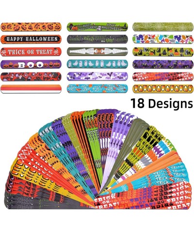 72 Halloween Slap Bracelets Craft Bulk with Spider Pumpkins Animal Print for Homeschooling Kids Trick or Treat Party Favors C...