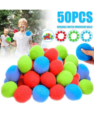 50 Pcs Reusable Water Balls Splash Bombs Water Soaker Balls Quick Fill Self Sealing Highly Absorbent Quick Rebound Soft Cotto...