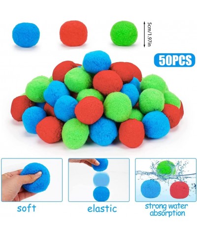 50 Pcs Reusable Water Balls Splash Bombs Water Soaker Balls Quick Fill Self Sealing Highly Absorbent Quick Rebound Soft Cotto...