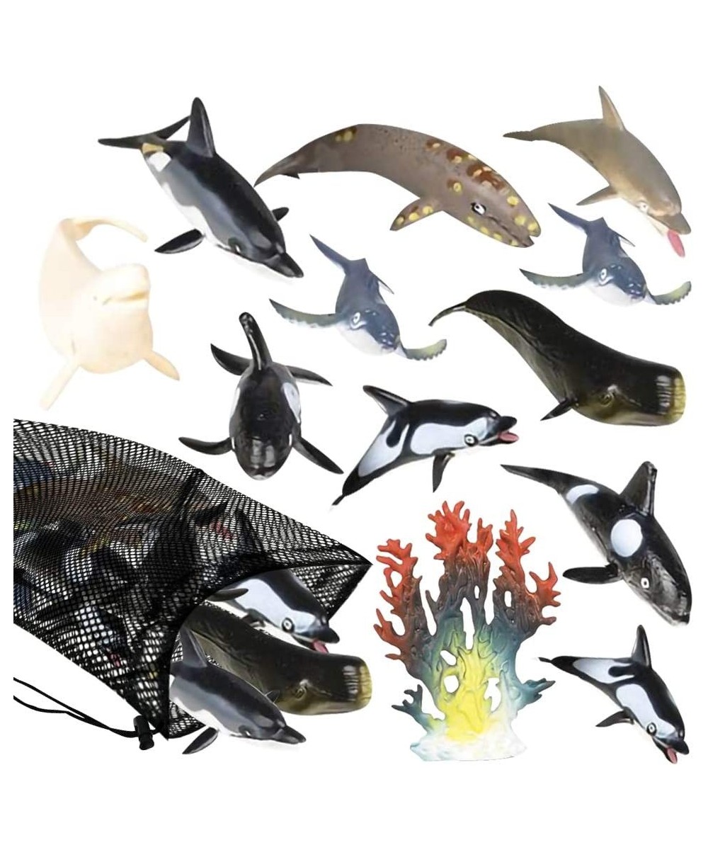 Dolphins & Whales in Mesh Bag Pack of 12 Sea Creature Figurines in Assorted Designs Bath Water Toys for Kids Ocean Life Party...