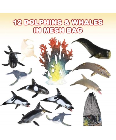 Dolphins & Whales in Mesh Bag Pack of 12 Sea Creature Figurines in Assorted Designs Bath Water Toys for Kids Ocean Life Party...