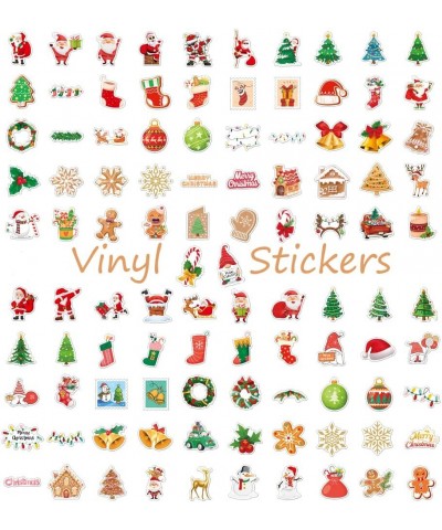 100 Pcs Christmas Stickers for Kids Christmas Holiday Stickers Decorations for Water Bottle Crafts Stickers for Skateboard En...