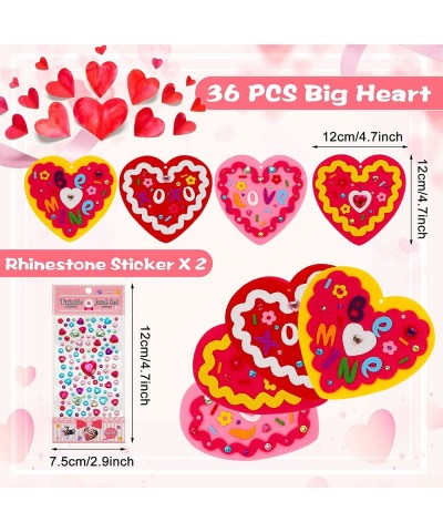 36 Sets DIY Valentine's Day Felt Heart Craft Kit Colorful Felt Heart Card Decorations Self-Adhesive Heart Stickers Letter Sti...