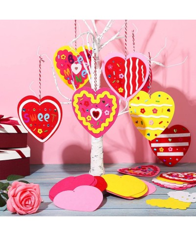 36 Sets DIY Valentine's Day Felt Heart Craft Kit Colorful Felt Heart Card Decorations Self-Adhesive Heart Stickers Letter Sti...