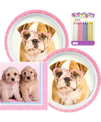 Glamour Dog Party Supplies Pack Serves 16 | Glamour Dog Birthday Party Supplies | Bull Dog Puppy Plates and Napkins with Birt...