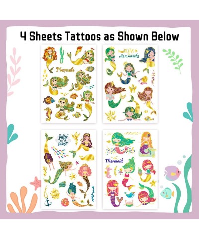 Mermaid Party Favors for Kids Temporary Tattoos for Girls Metallic Glitter Mermaid Birthday Party Decorations Supplies Favors...