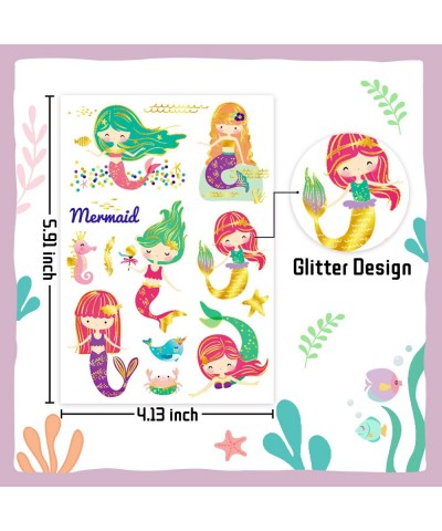 Mermaid Party Favors for Kids Temporary Tattoos for Girls Metallic Glitter Mermaid Birthday Party Decorations Supplies Favors...