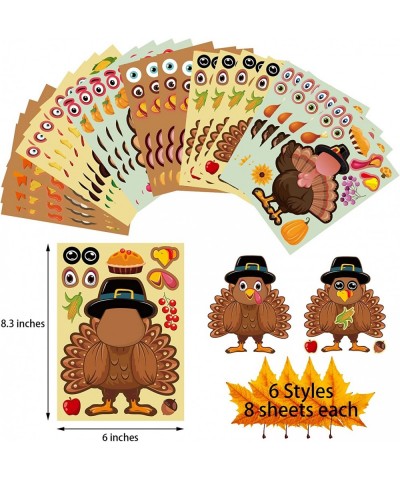 48 Sheets Thanksgiving Make a Turkey Stickers Thanksgiving Party Games Stickers for Kids 6 Style Thanksgiving Activity Sticke...