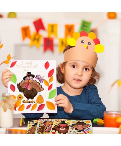 48 Sheets Thanksgiving Make a Turkey Stickers Thanksgiving Party Games Stickers for Kids 6 Style Thanksgiving Activity Sticke...