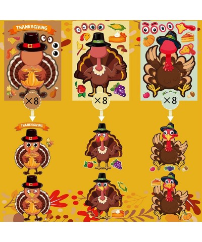 48 Sheets Thanksgiving Make a Turkey Stickers Thanksgiving Party Games Stickers for Kids 6 Style Thanksgiving Activity Sticke...