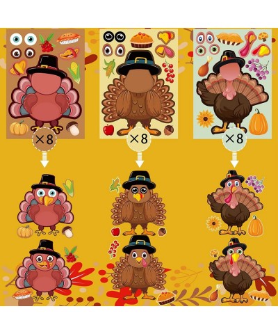 48 Sheets Thanksgiving Make a Turkey Stickers Thanksgiving Party Games Stickers for Kids 6 Style Thanksgiving Activity Sticke...