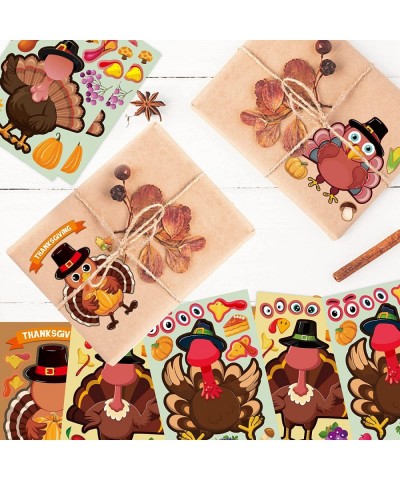 48 Sheets Thanksgiving Make a Turkey Stickers Thanksgiving Party Games Stickers for Kids 6 Style Thanksgiving Activity Sticke...