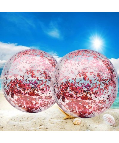 2Pack Beach Ball Jumbo Pool Games Ball Giant Glitter Inflatable Clear Beach Ball Water Play Toys Balls Beach Party Decoration...