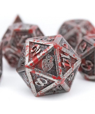 Metal DND Dice Set 7 pcs - Dragonhide Design 16mm Size Logo on D20 Metal Dice Set & Dice Box D&D Dice Set D&D (Dungeons and D...