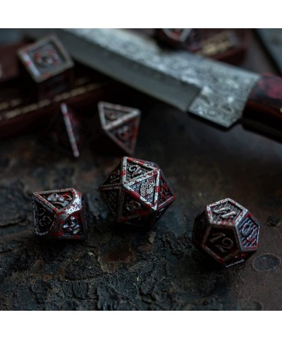 Metal DND Dice Set 7 pcs - Dragonhide Design 16mm Size Logo on D20 Metal Dice Set & Dice Box D&D Dice Set D&D (Dungeons and D...