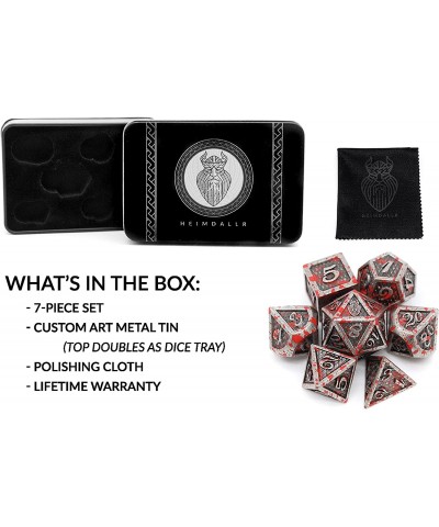 Metal DND Dice Set 7 pcs - Dragonhide Design 16mm Size Logo on D20 Metal Dice Set & Dice Box D&D Dice Set D&D (Dungeons and D...