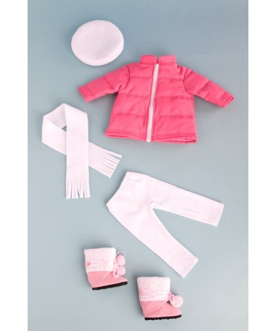 Parisian Adventure - 5 Piece Outfit - Pink Coat White Beret Scarf Leggings and Pink Boots - Clothes Fits 18 Inch Doll (Doll N...