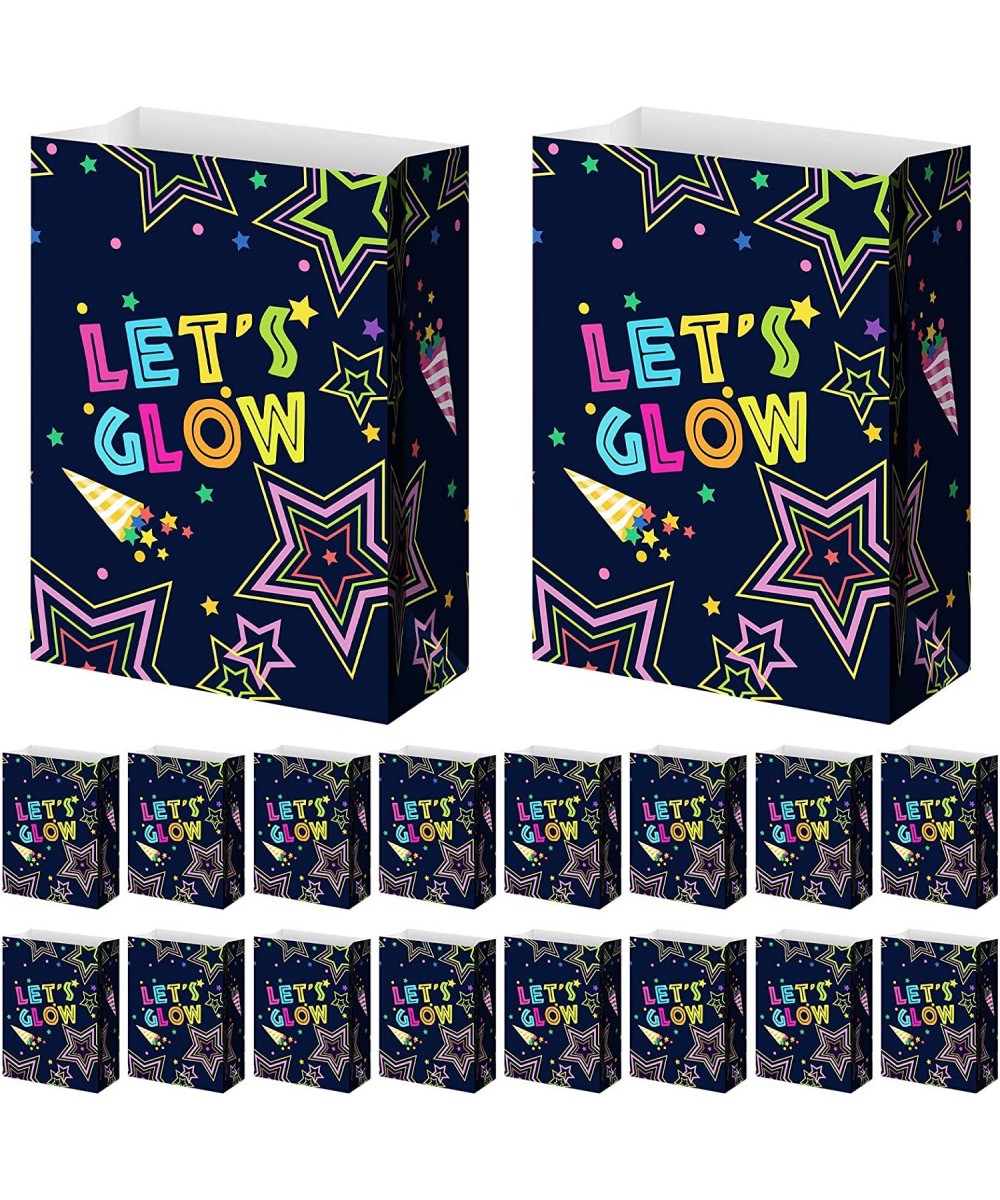 24 Pieces Let's Glow Candy Bags Glowing Star Goodie Bags Neon Party Supplies Neon Party Decorations Party Favor Bags Gift Wra...