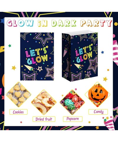 24 Pieces Let's Glow Candy Bags Glowing Star Goodie Bags Neon Party Supplies Neon Party Decorations Party Favor Bags Gift Wra...