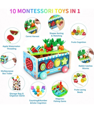 10-in-1 Wooden Montessori Toys for 1 Year Old Boys and Girls Carrot Harvest Game Shapes Sorting &Matching Wood Preschool Lear...