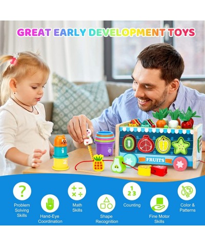 10-in-1 Wooden Montessori Toys for 1 Year Old Boys and Girls Carrot Harvest Game Shapes Sorting &Matching Wood Preschool Lear...