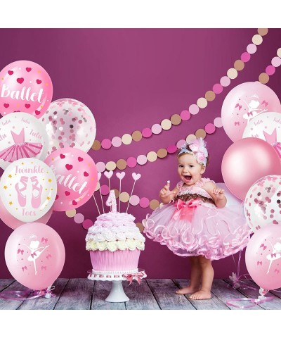 48 Pieces Ballerina Birthday Party Decorations Ballerina Balloons Pink and White Balloons Ballet Balloons Ballerina Pink Ball...