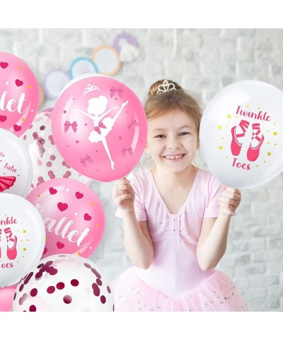 48 Pieces Ballerina Birthday Party Decorations Ballerina Balloons Pink and White Balloons Ballet Balloons Ballerina Pink Ball...