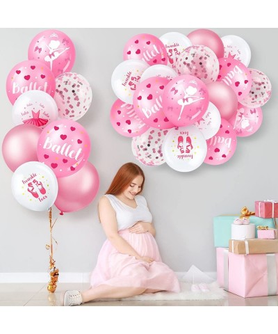 48 Pieces Ballerina Birthday Party Decorations Ballerina Balloons Pink and White Balloons Ballet Balloons Ballerina Pink Ball...