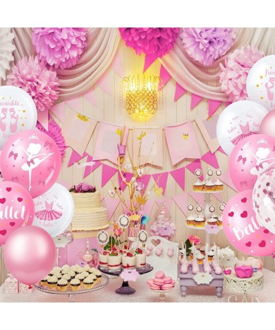 48 Pieces Ballerina Birthday Party Decorations Ballerina Balloons Pink and White Balloons Ballet Balloons Ballerina Pink Ball...