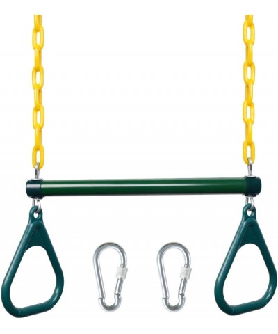 Gym Rings Trapeze Swing Bar 17'' Heavy Duty Chain Swing Set Accessories with Locking Carabiners 47'' Swing Chains Monkey Bars...