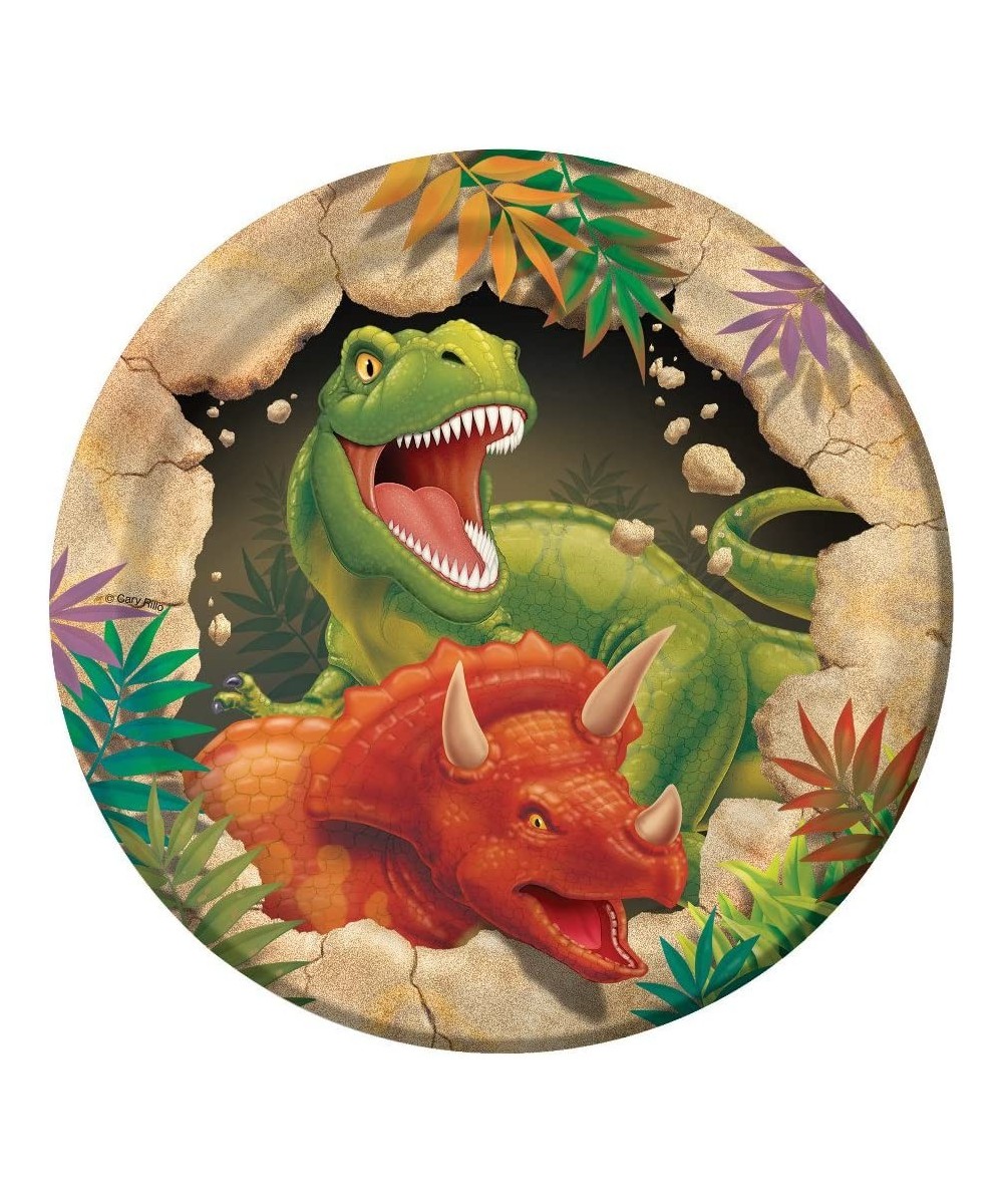 Dinosaur Round Paper Dessert Plates Dino Blast $12.96 Kids' Party Tableware