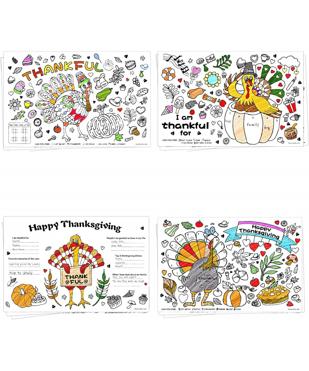 Thanksgiving Placemat Activity Kids Coloring Placemats for Kids & Adults 11x17 Paper Disposable Placemats Crafts Bulk 12 Pack...