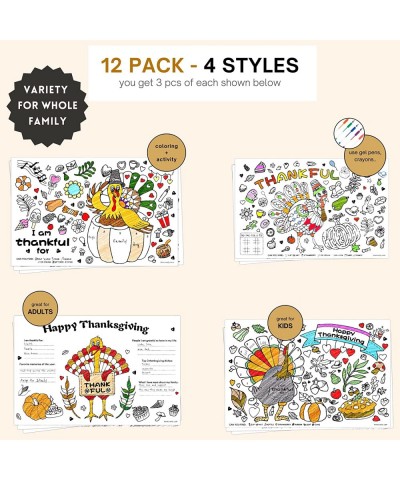 Thanksgiving Placemat Activity Kids Coloring Placemats for Kids & Adults 11x17 Paper Disposable Placemats Crafts Bulk 12 Pack...